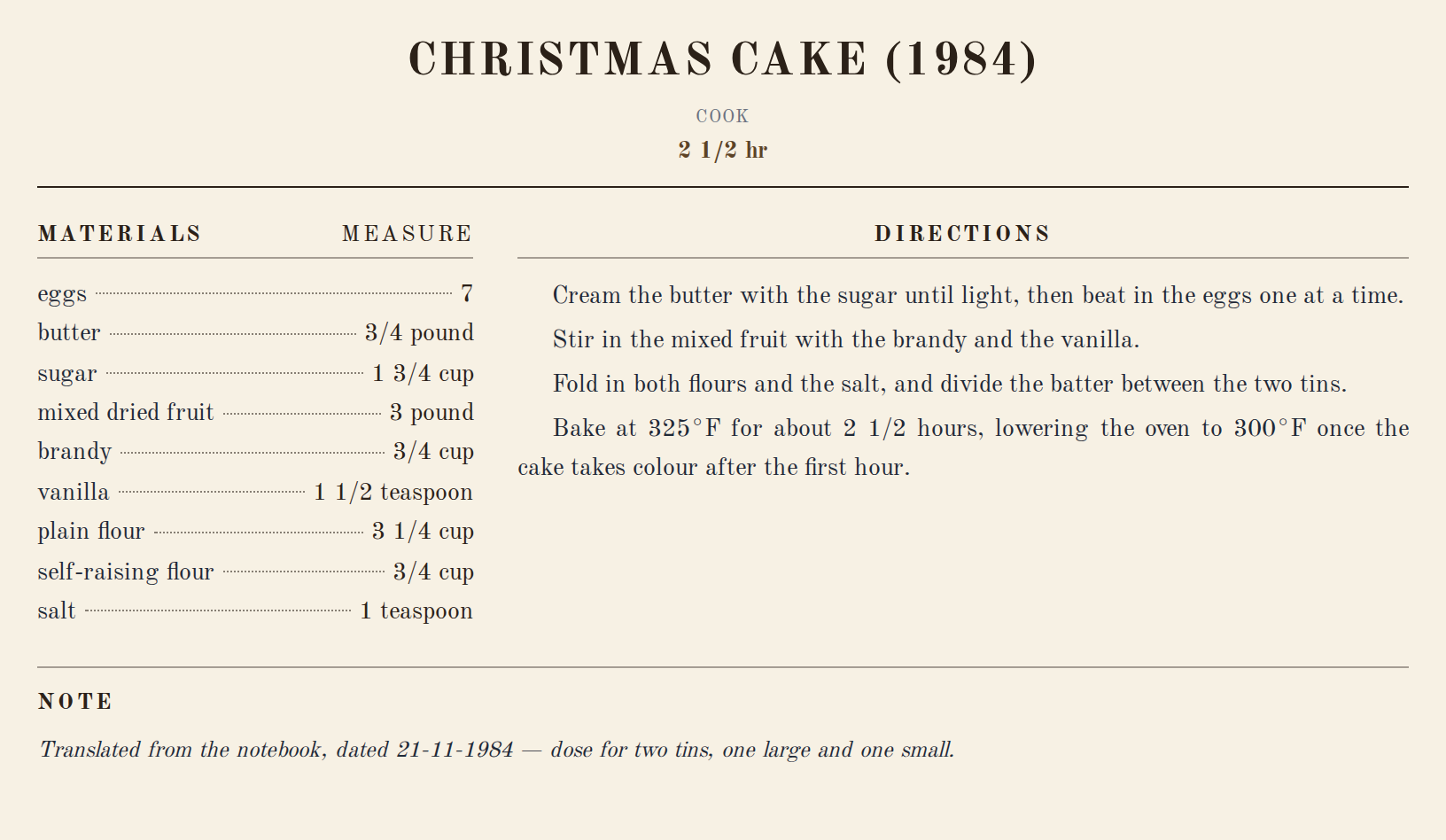 The 1984 Christmas cake translated to English and set in the People's Home style