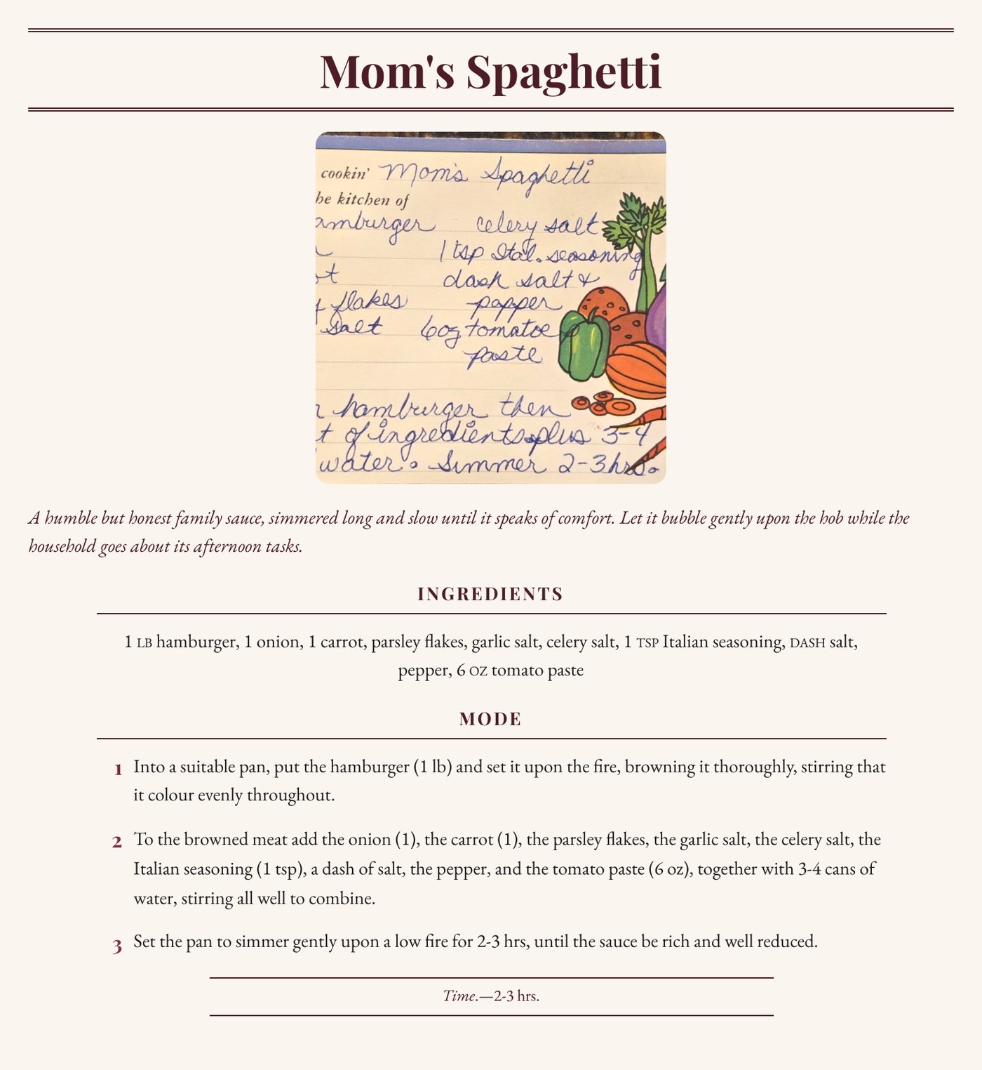 Mom's Spaghetti rendered in the Parlor style